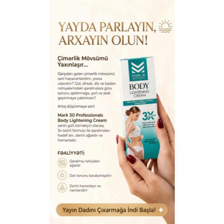Mark 30 Lightening Cream – Dəri Tonunu Bərabərləşdirən Ağardıcı Krem