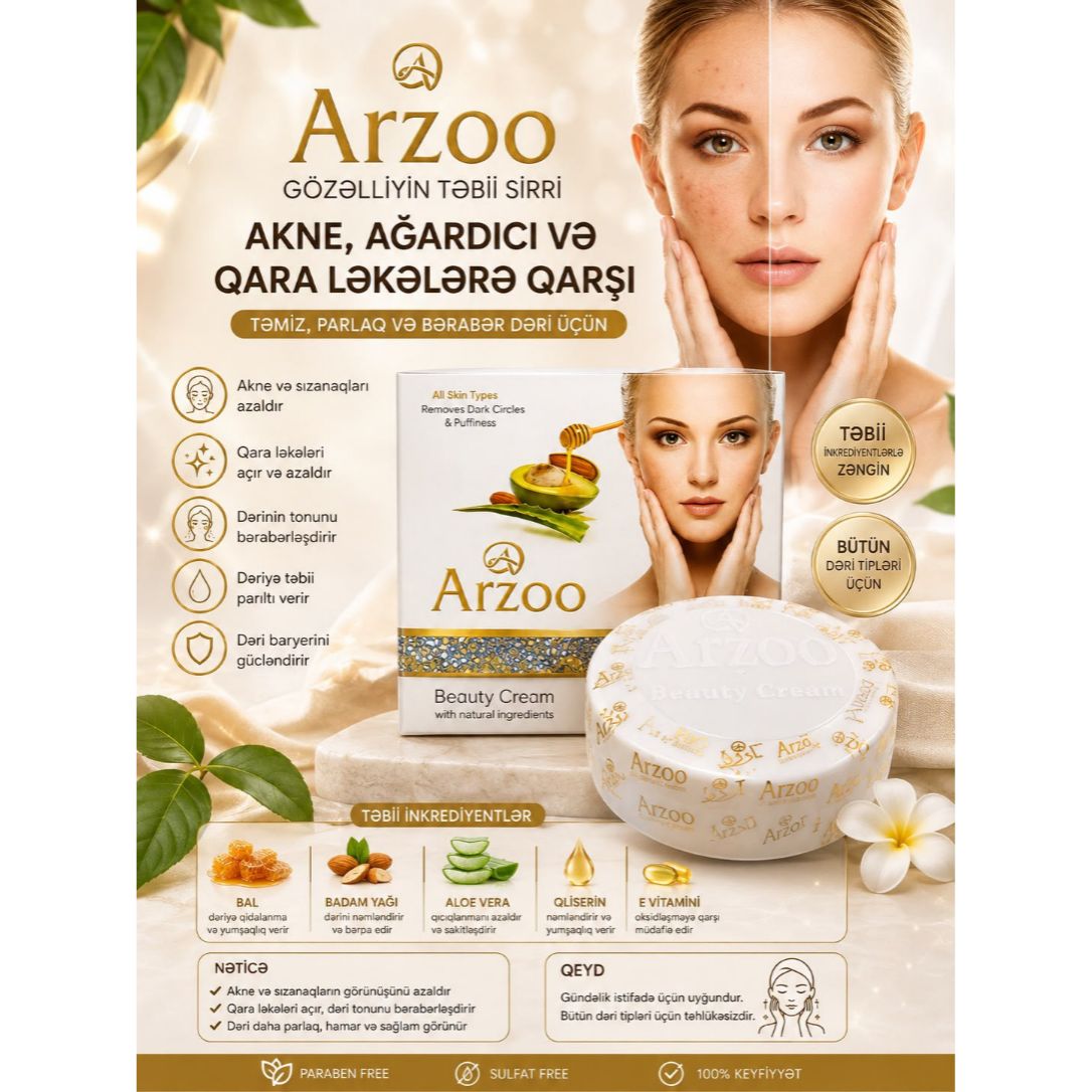 Arzoo Beauty Cream – Üz Dərisi üçün Gözəllik və Nəmləndirici Krem